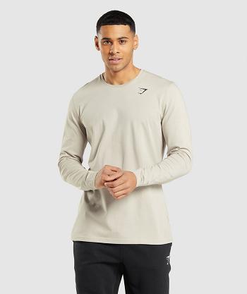 Long Sleeve Męskie Gymshark Essential Szare | PL 3666DFM